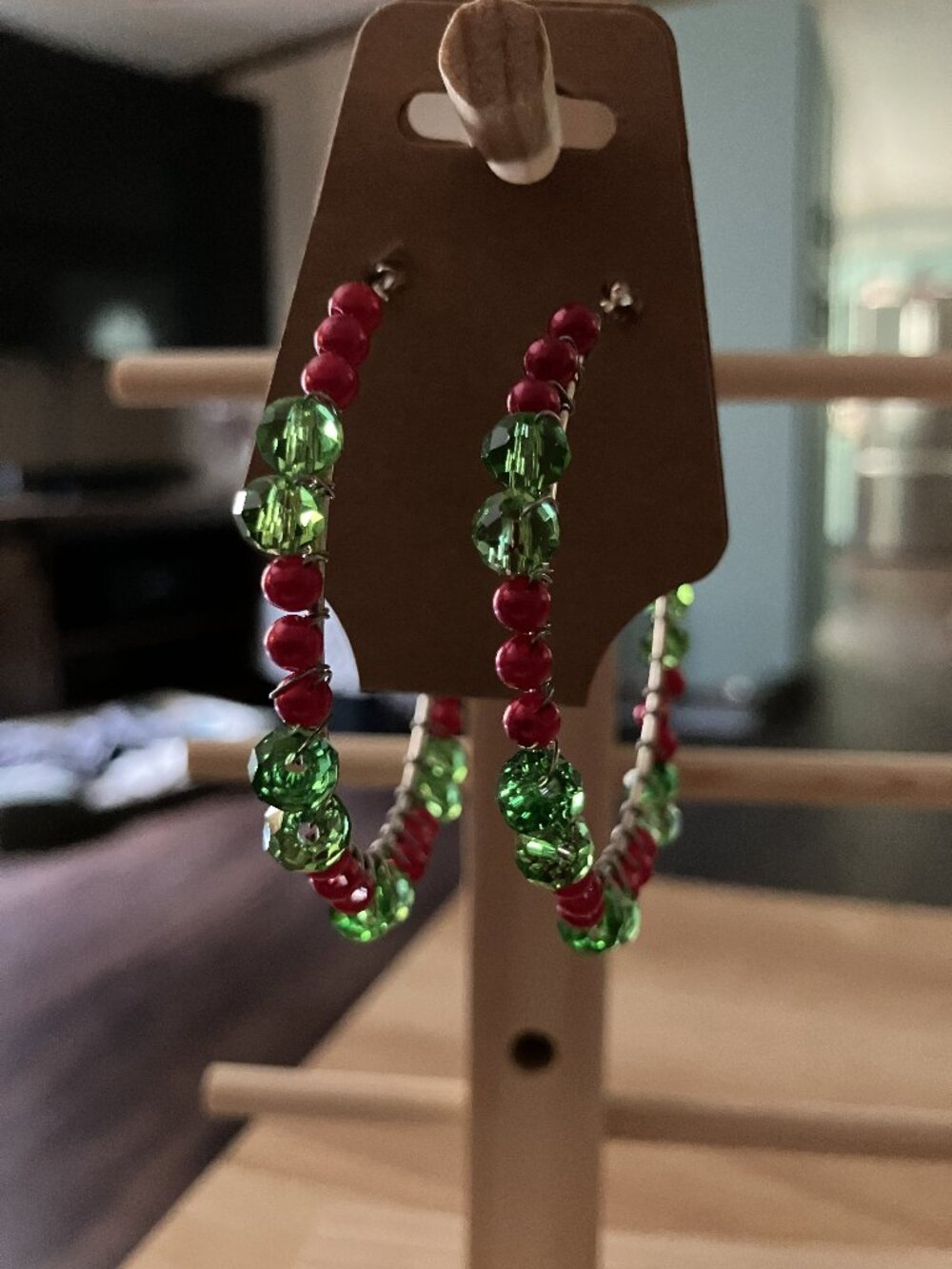 Handcrafted Christmas Hoop Earrings